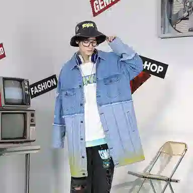 GENANX Lightning Denim Trench Coat