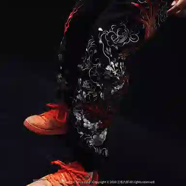 Sanshengliubu Heavy Industry Embroidered Pants Black