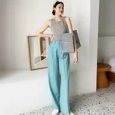 美洋 纯色高腰阔腿休闲长裤 女款