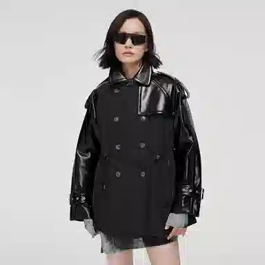 波司登 暗黑拼接机车夹克鹅绒字母翻领羽绒服 女款