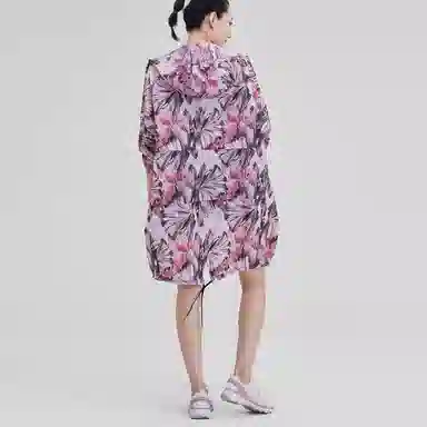 探路者 花卉印花轻薄中长款连帽皮肤衣 女款