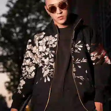 Sanshengliubu Heavy Embroidery Zipper Hoodie