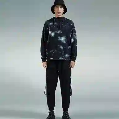 探路者 航天主题章牌星空印花透气套头连帽卫衣 男女同款