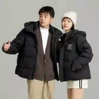 MLB NY Yankees Hooded Puffer Jacket Black