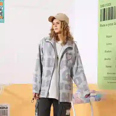 XXGOGO Letter Print Heart Jacket