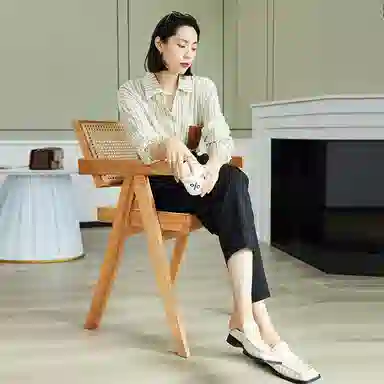 美洋 纯色高腰直筒九分休闲裤 女款