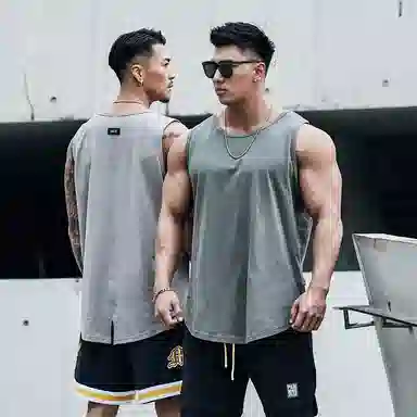 Muscle Dog Sleeveless Training Tank Top Grey Green