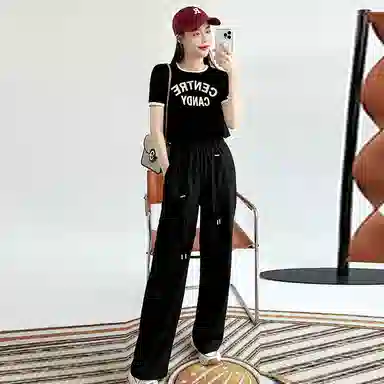 美洋 抽绳高腰直筒休闲裤 女款