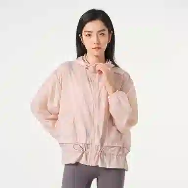 探路者 纯色户外轻薄透气宽松连帽防晒衣 女款