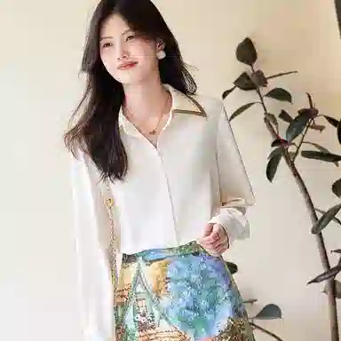 【dme】 纯色休闲长袖衬衫 女款 米白