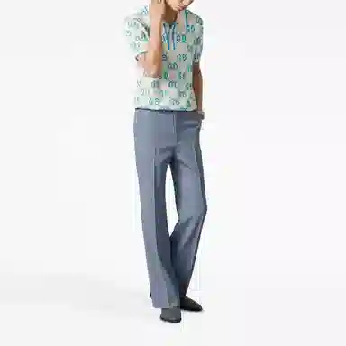 Gucci SS23 Logo Knit Polo Blue White