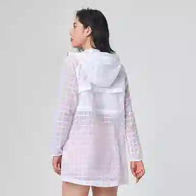 探路者 格子户外轻薄速干连帽皮肤衣 女款