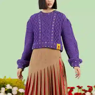 GUCCI SS23 Studded Knit Sweater Purple