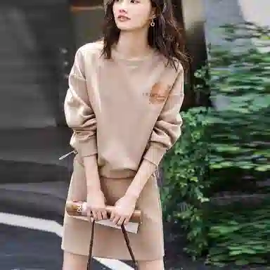 【dme】 宽松休闲卫衣纯色半身下装裙装套装 女款