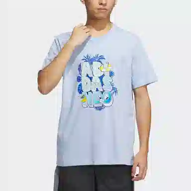 adidas neo 3D Letter Print Tee Blue