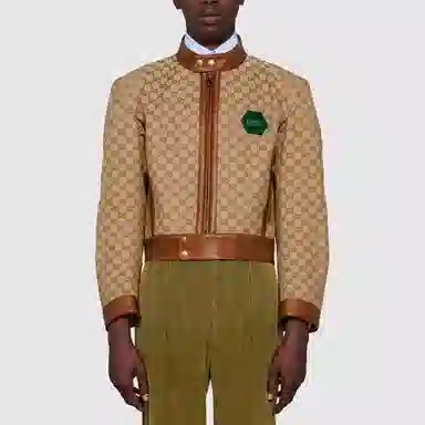 Gucci Logo Print Jacket Brown