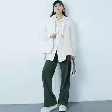 美洋 纯色高腰系带阔腿长裤 女款