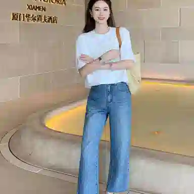 美洋 怀旧毛边牛仔裤 女款 蓝色