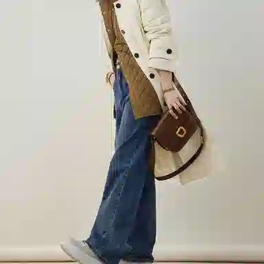 美洋 纯色高腰直筒牛仔裤 女款 深牛仔蓝