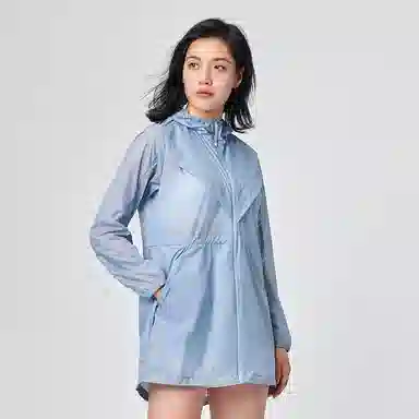 探路者 纯色户外轻薄透气凉感科技连帽皮肤衣 女款