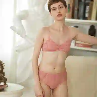 弗利少女 法式超薄无钢圈三角杯内衣套装 玫瑰粉