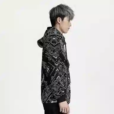 NORVINCY Geometric Print Hoodie