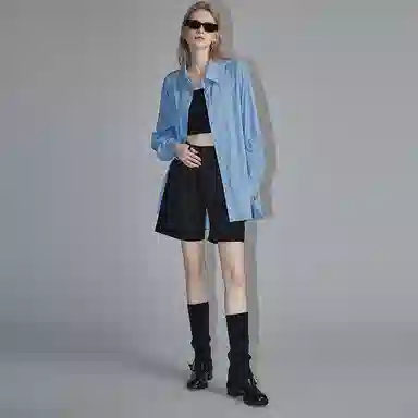 【dme】 纯色简约长袖衬衫 女款 浅蓝色