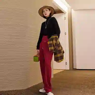 美洋 纯色高腰系带阔腿长裤 女款