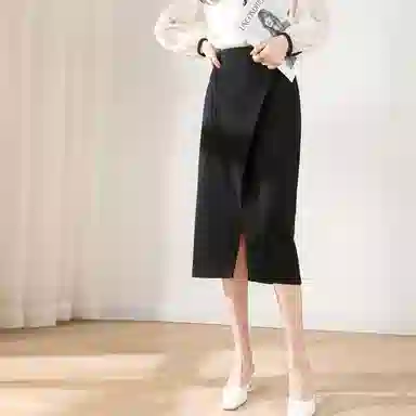 【dme】 纯色半身休闲长裙 黑色