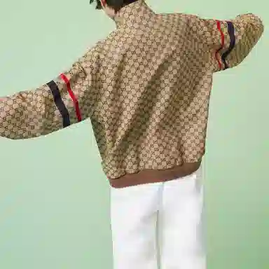 Gucci Striped Print Jacket Beige