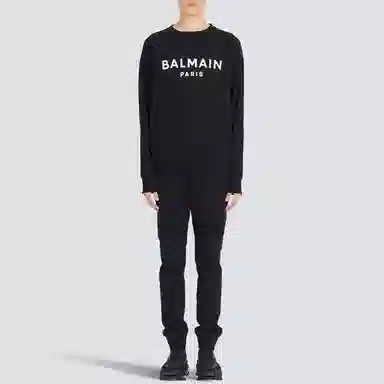 Balmain Logo Crewneck Sweatshirt Black