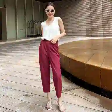 美洋 高腰松紧哈伦九分休闲裤 女款