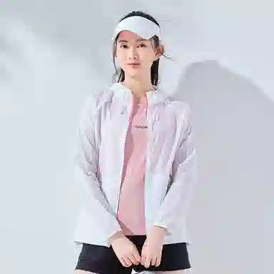 探路者 纯色户外轻薄透气连帽皮肤衣 女款
