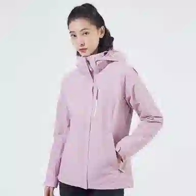 探路者 纯色拉链连帽运动三合一冲锋衣 女款