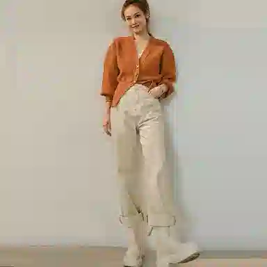 美洋 做旧高腰直筒休闲牛仔裤 女款