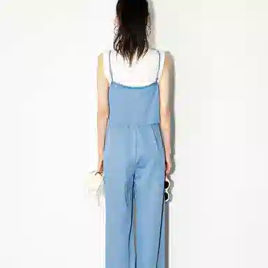 美洋 假两件吊带阔腿连体裤 女款 蓝色