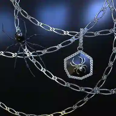 名工 欲念系列蜘蛛项链黑曜石吊坠小众轻奢配饰高级感个性时尚锁骨链礼物