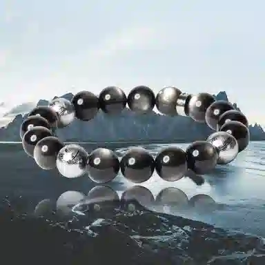 FOUNDIN Silver Obsidian Bracelet