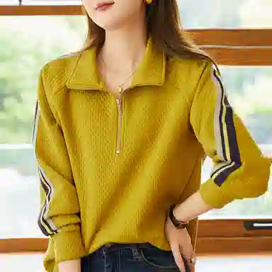 【dme】 纯色翻领长袖卫衣 女款