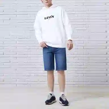 Levis Straight Loose Denim Shorts Blue