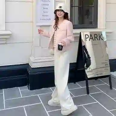 小镇姗姗 纯色直筒垂直休闲裤 女款