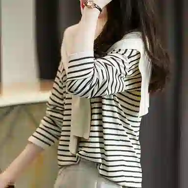 【dme】 假两件圆领长袖针织衫 女款