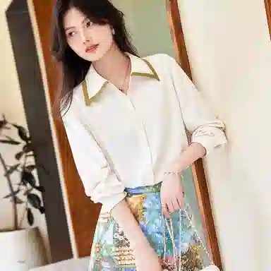 【dme】 纯色休闲长袖衬衫 女款 米白