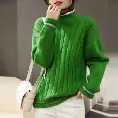 【dme】 套头高领拼色毛衣 女款