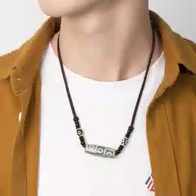 周百福 九眼天珠 古风挂绳运珠本命年生肖守护神 招财转运吉祥平安国潮新中式 玛瑙 项链 男女同款情侣款