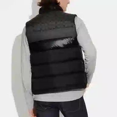 COACH Logo Down Vest Black