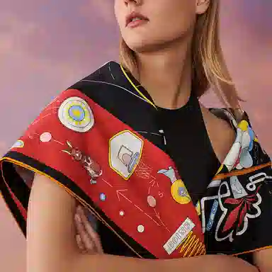 Hermes Twill Printed Scarf Black