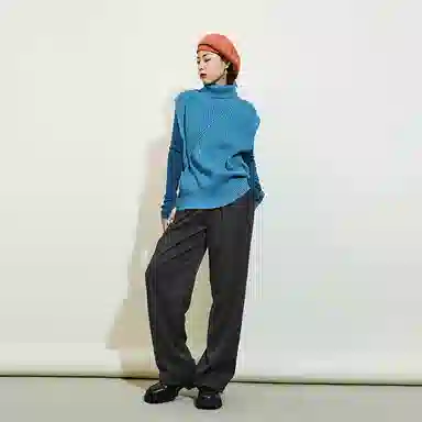 美洋 纯色交叉高腰直筒休闲裤 女款