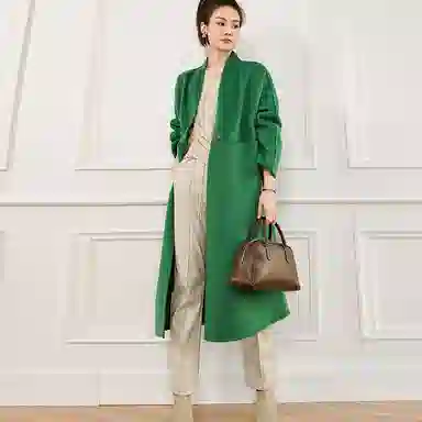 美洋 拼贴纯色高腰直筒长裤 女款