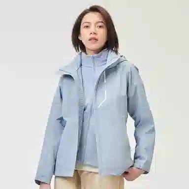 探路者 纯色防风保暖三合一冲锋衣 女款